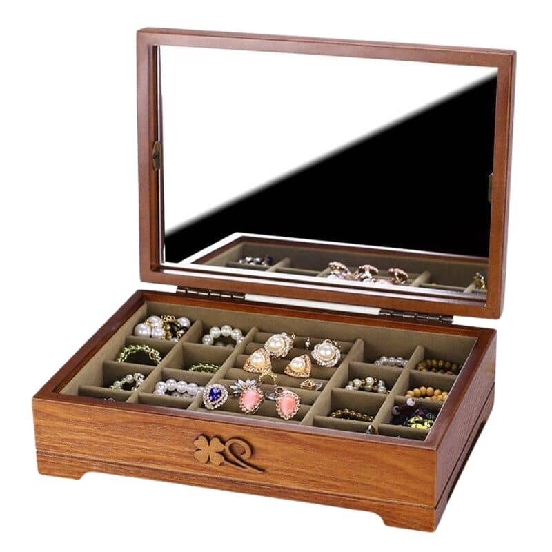 boite à bijoux en bois avec miroir