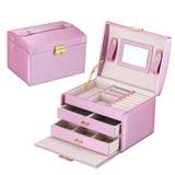 boite à bijoux en cuir mauve